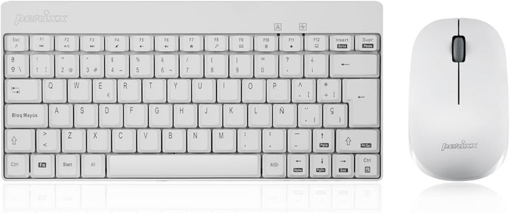 Perixx Periduo-712 Mini-Set Wireless-Tastatur und Maus, leicht und klein - Schwarz/Rot Español QWERT
