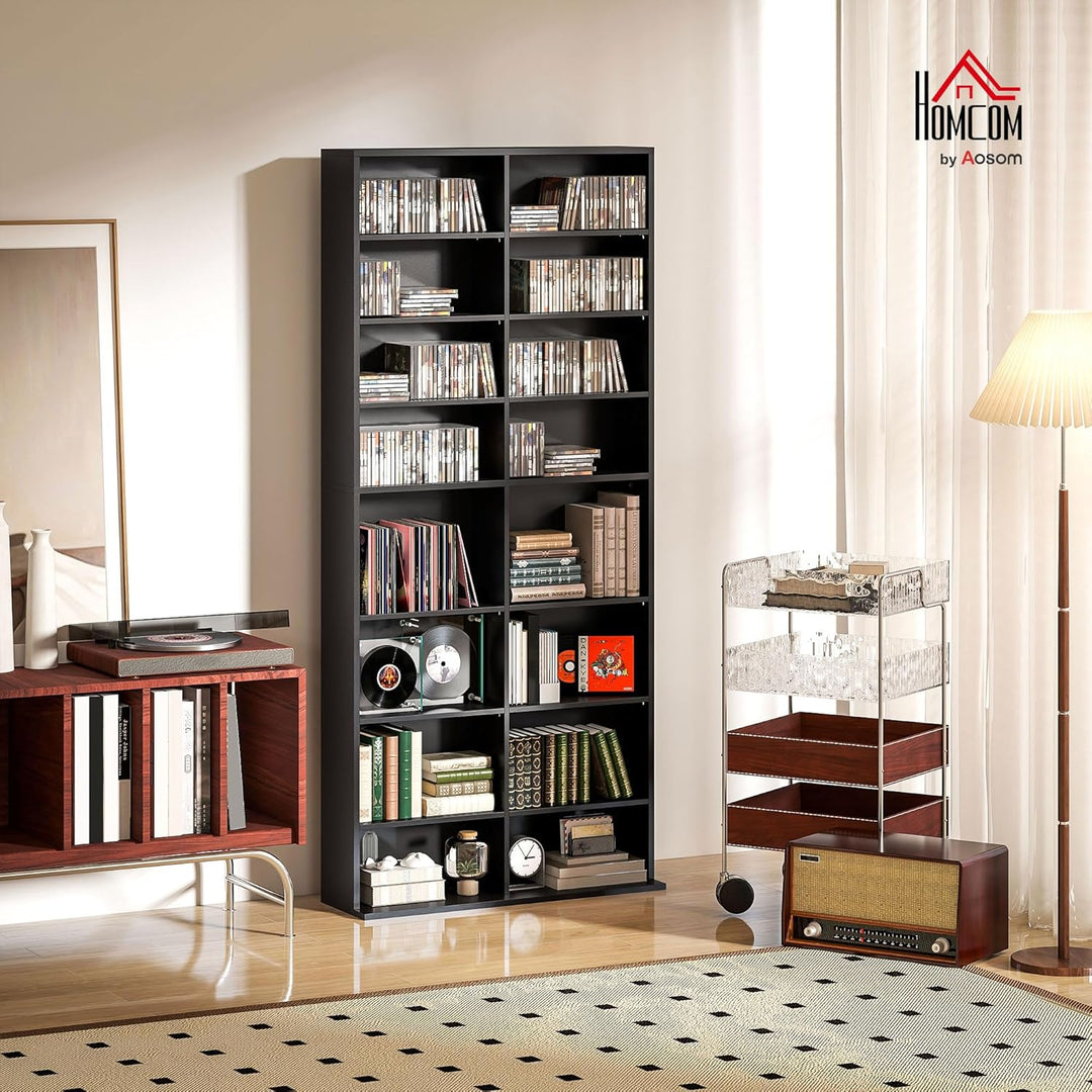 HOMCOM CD- und DVD-Aufbewahrung, Multimedia-Aufbewahrungsmöbel, max. Kapazität 640 CDs/360 DVDs und