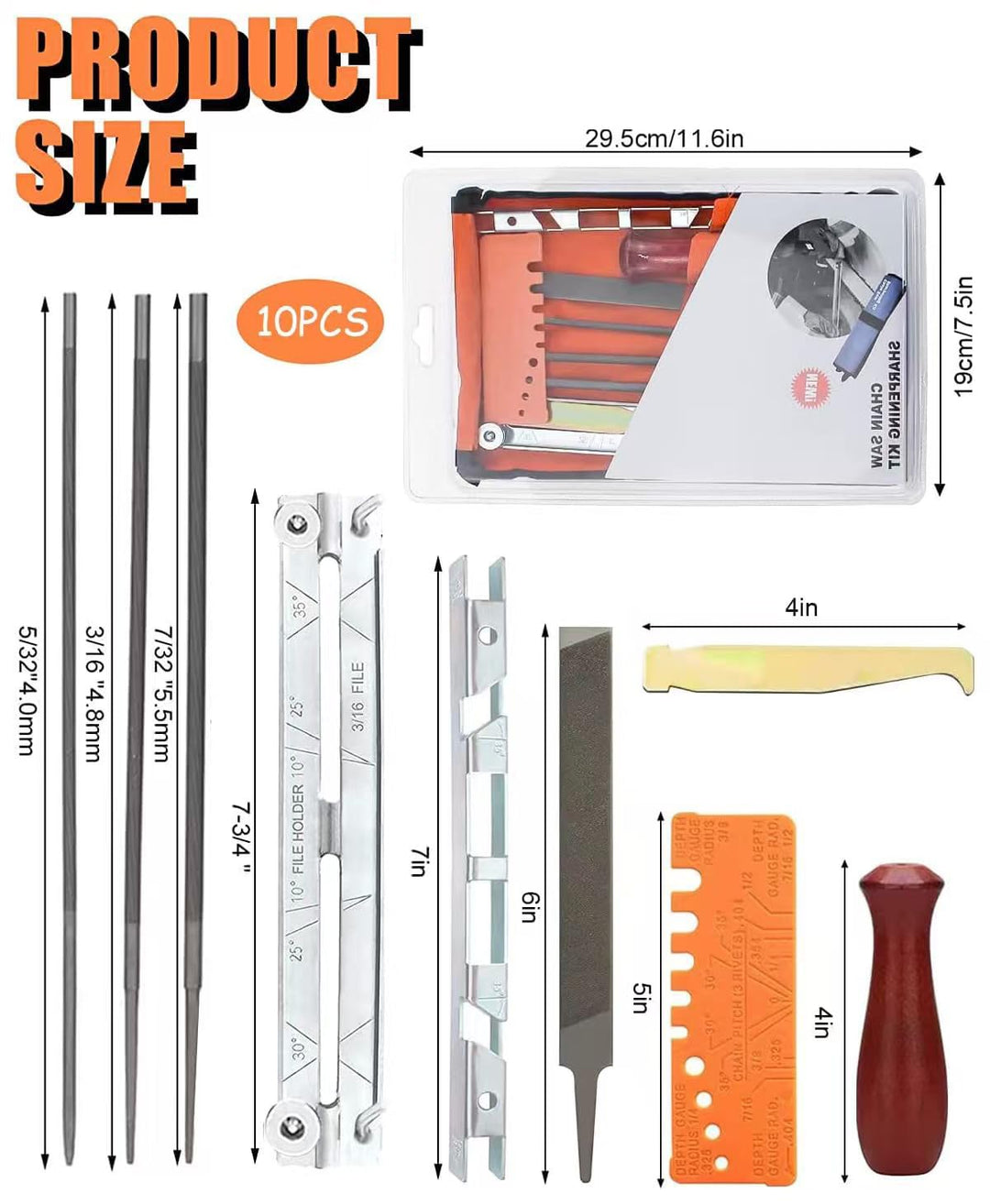 Kettensägen Schärffeilen Kit Sägeketten Feilen Chainsaw Sharpening Files Kit Universal Chainsaw File
