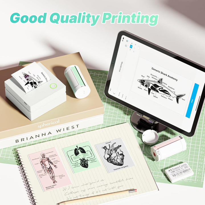Sticker Drucker, PM290 Mini Drucker für Smartphone, Bluetooth Thermodrucker Mini mit 3 Rollen Papier