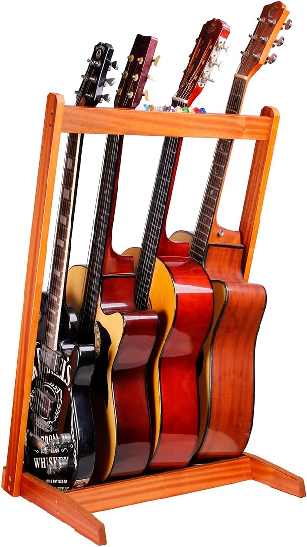 Gitarrenständer, HilerPunk Mehrere Gitarrenständer aus Holz,Gitarren Bodenständer mit Filzpad-Pick S