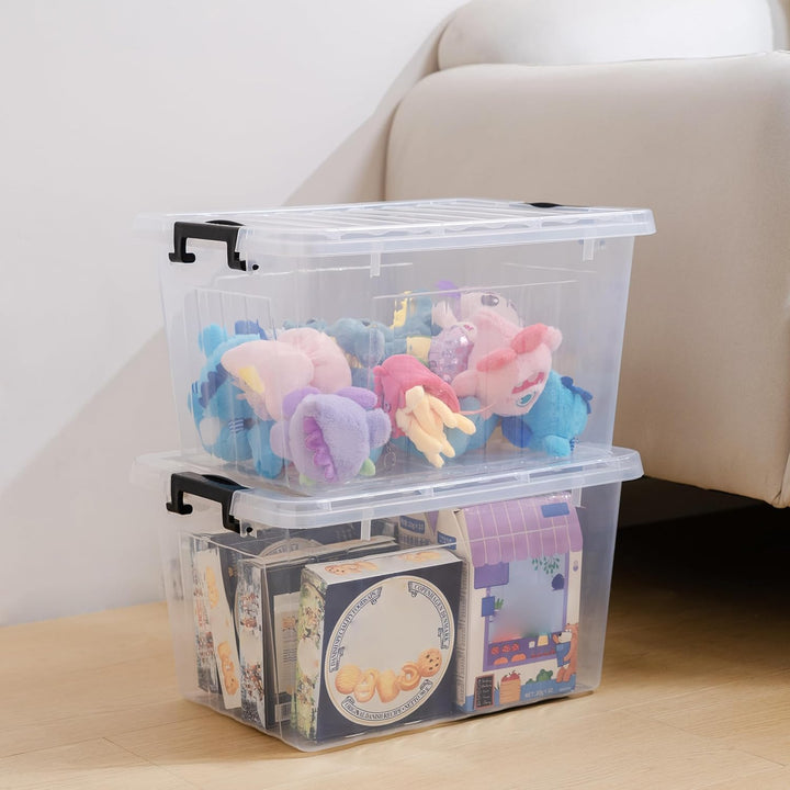 Citylife 4er Set 20L Aufbewahrungsbox mit Deckel Gross, Stapelbar Plastikboxen zum Organisieren Gros