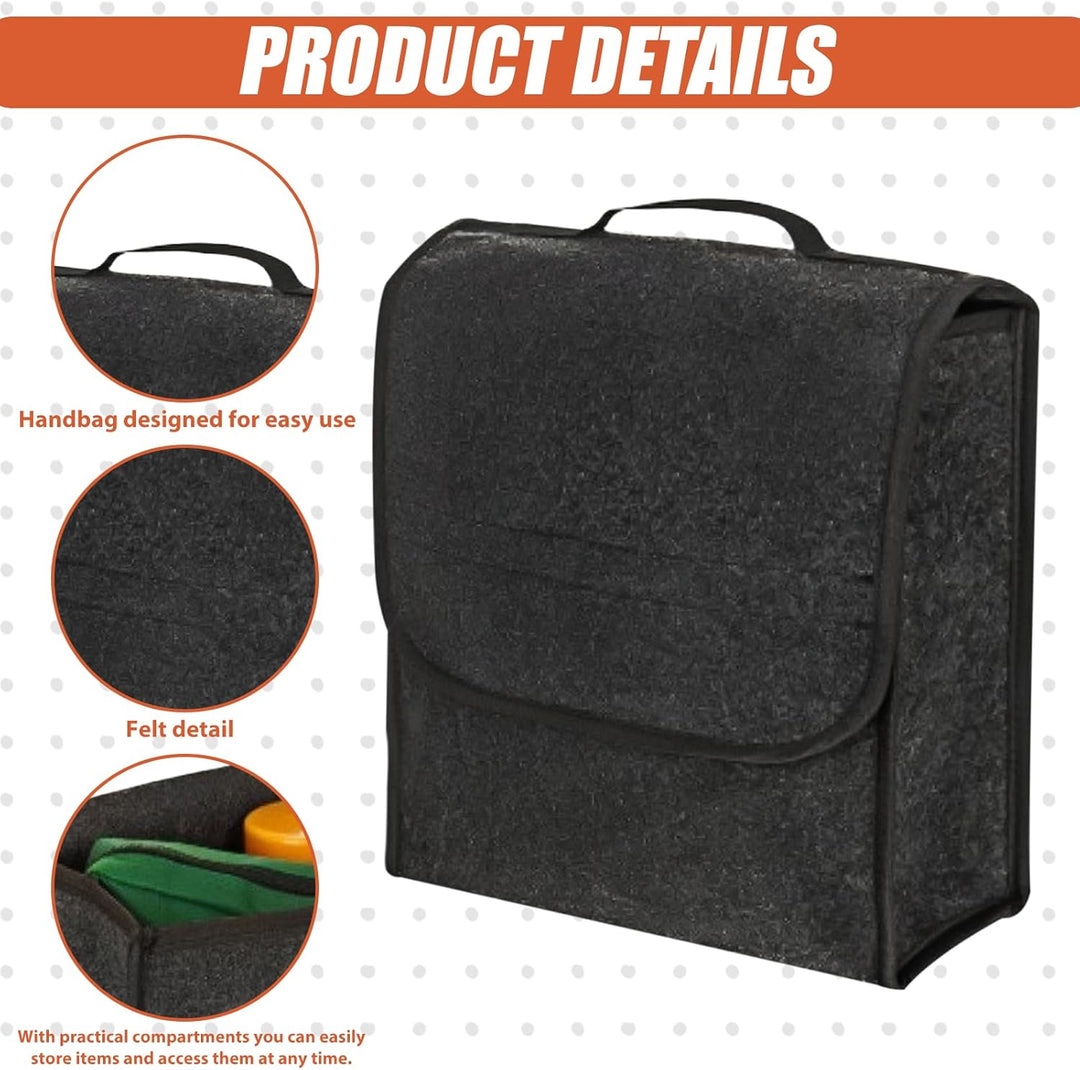 Kofferraumtasche Auto Organizer Toolbag: 30x17x29 cm Kofferraum Organizer aus Filz mit Tragegriff, A