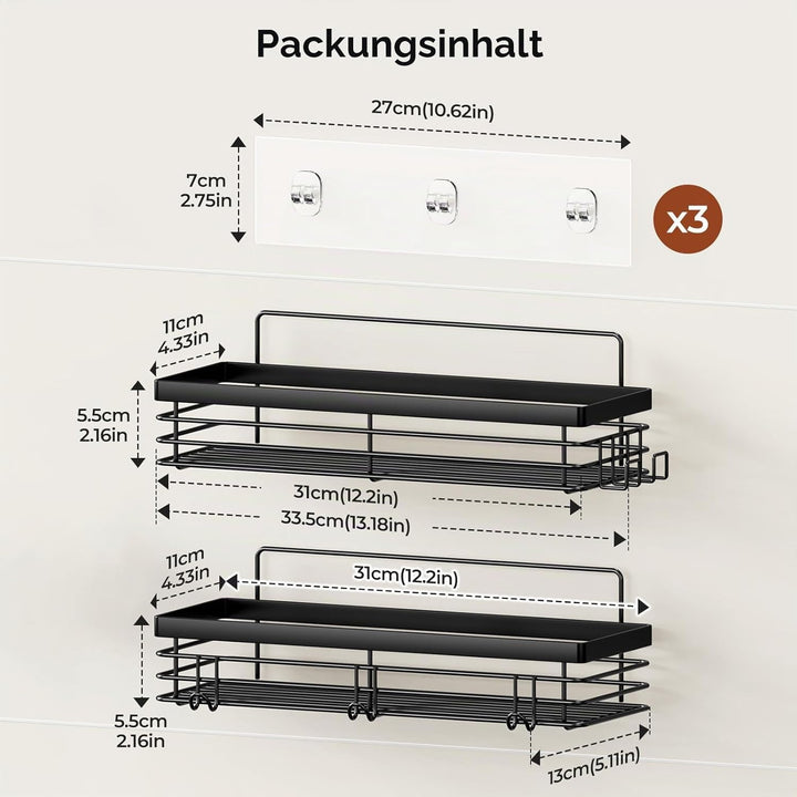 Orimade Duschablage ohne Bohren mit 5 Haken, Badezimmer duschregal ohne bohren Selbstklebend Duschab