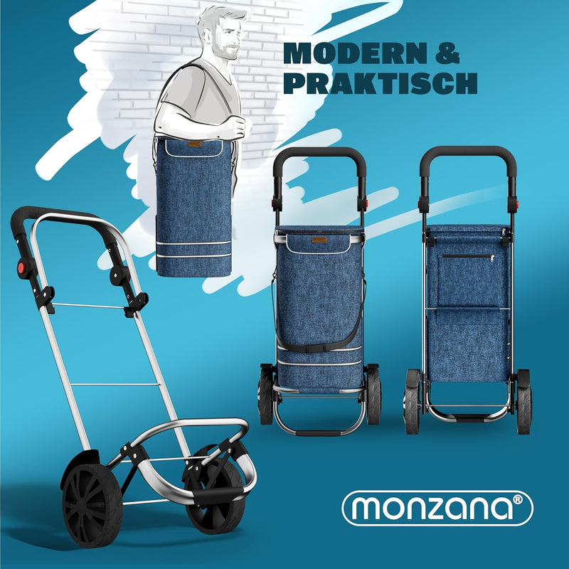 Monzana 2in1 Einkaufstrolley 56L bis 50 kg klappbar abnehmbare Tasche Handwagen Einkaufswagen Einkau