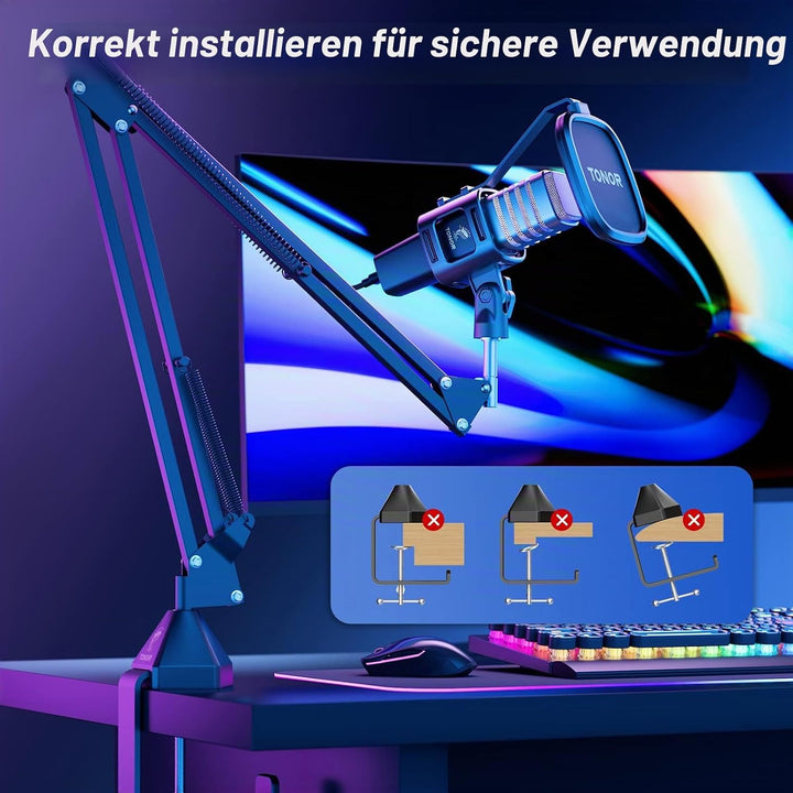 TONOR USB Kondensator Mikrofon, Nierencharakteristik Computer Mikrofon, Popfilter, für Konferenz, St