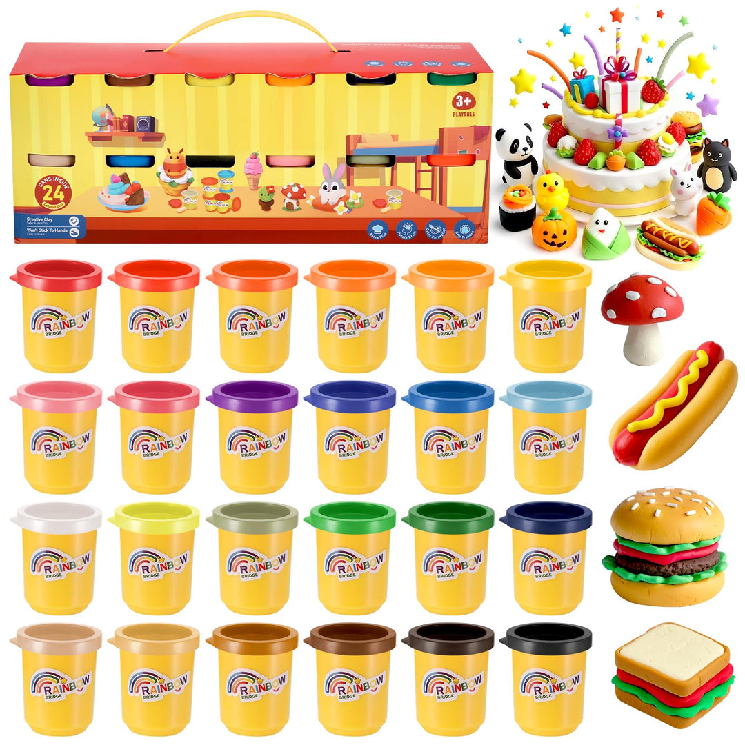 24er Pack Knete Set für Kinder, Kinderknete, Knetmasse für Fantasievolles und Kreatives Spielen, Kne