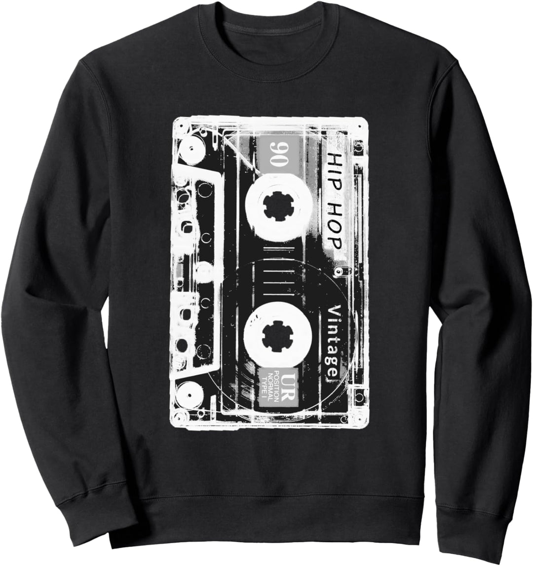 Vintage Cassette Tape Hip Hop Music 80s 90s Retro Distressed Sweatshirt