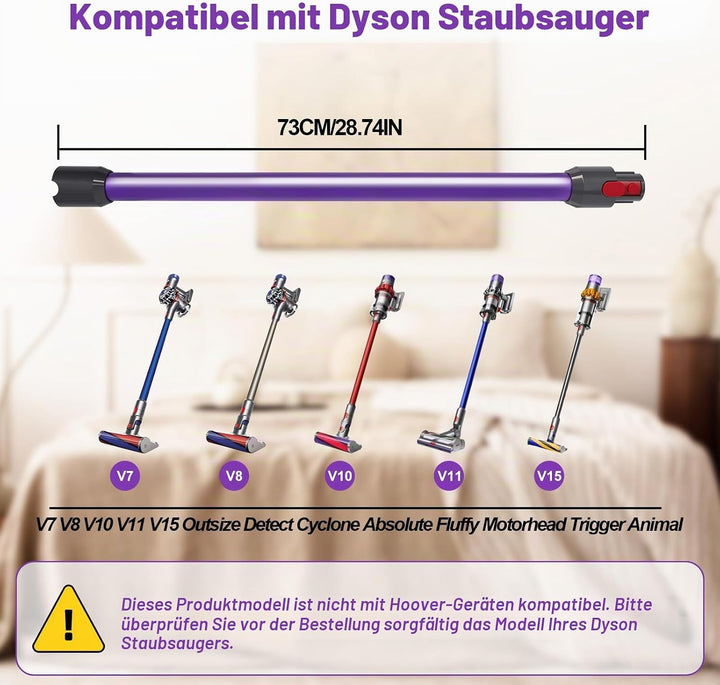 Verlängerungsrohr Kompatibel mit Dyson V7 V8 V10 V11 V15 Staubsauger, 74 cm Ersatzteile Rohr in Lila