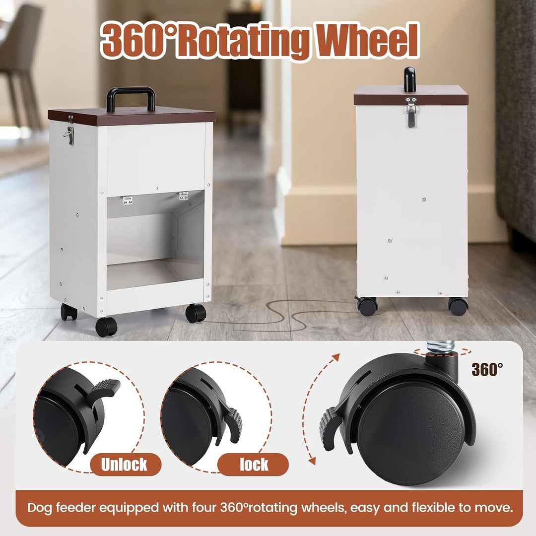 30lb Automatischer Hundefütterer mit Rad Edelstahl Grosse Rasse Hundefutter Dispener Hängender Futte