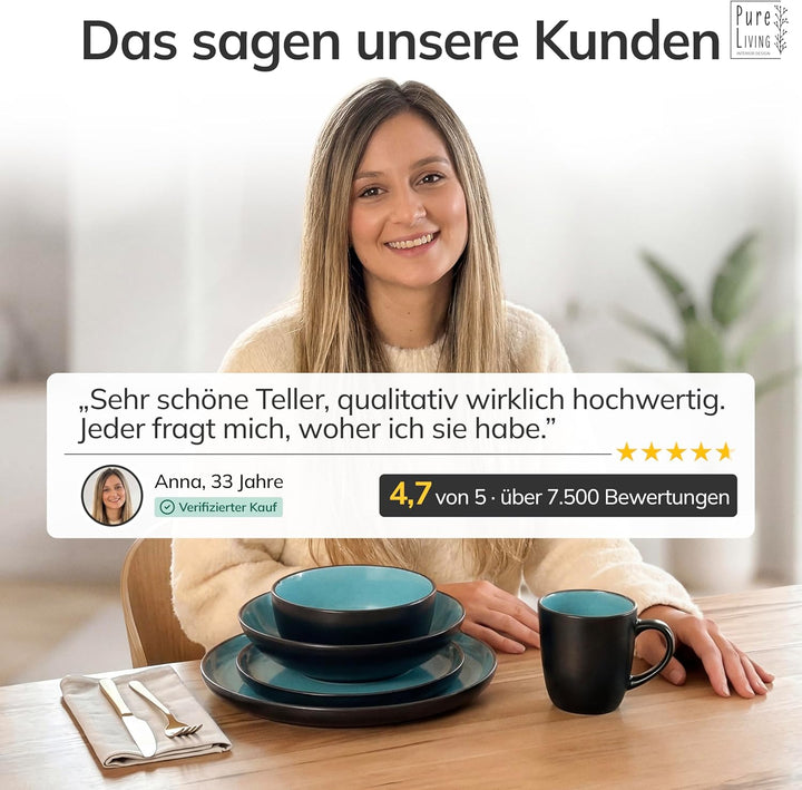 Steingut Suppenteller 6 Pers. Ibiza Hochwertiges Mediterranes TEST SEHR GUT Steingut Tiefe Teller Se