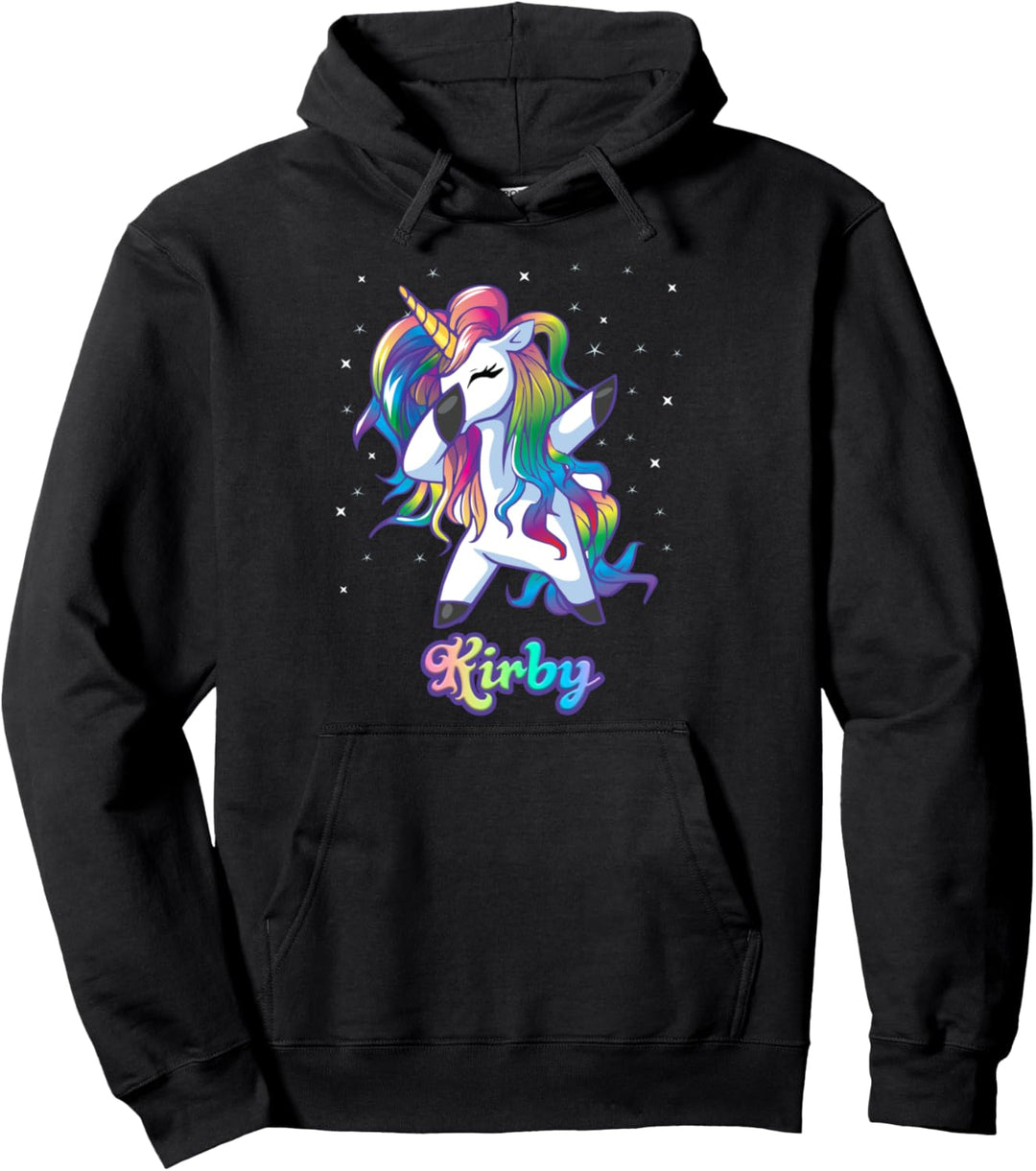 KIRBY Name Personalisierte individuelle Regenbogen-Einhorn Dabbing Pullover Hoodie