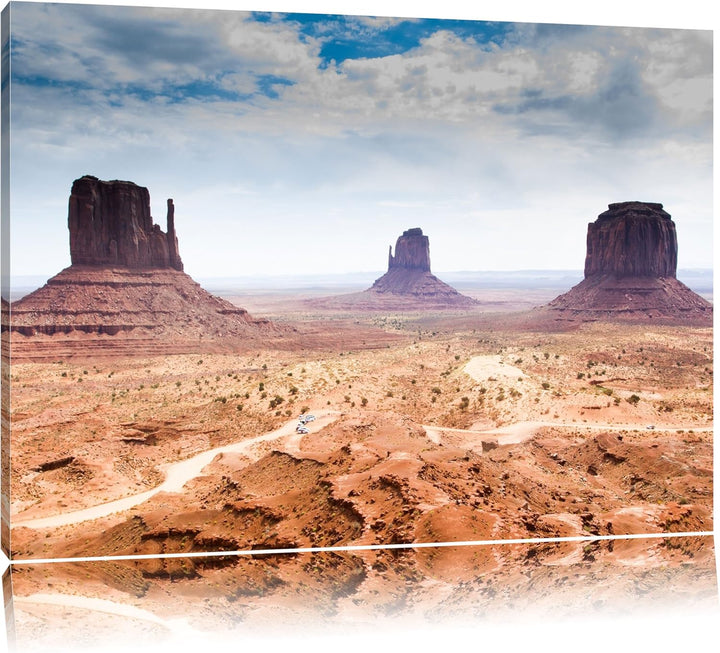 Monument Valley USA Format: 100x70 auf Leinwand, XXL riesige Bilder fertig gerahmt mit Keilrahmen, K