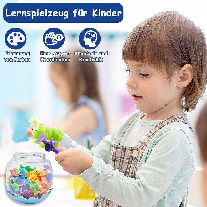 Saugnapf Spielzeug ab 3 Jahre, 40 Stück Silikonbausteine Saugspielzeug, Badespielzeug ab 4 5 6 Jahre
