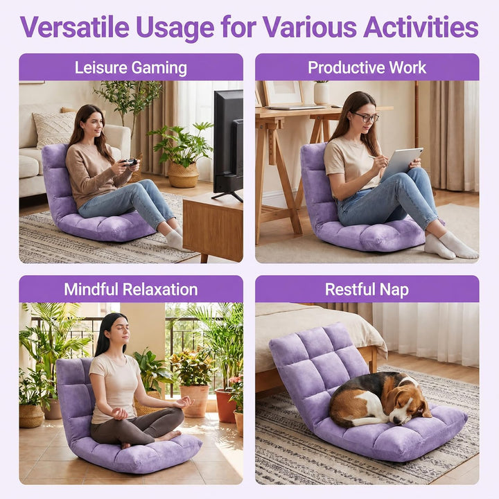 RELAX4LIFE Bodenstuhl Klappbar, Bodensessel mit Verstellbarer Rückenlehne & Liegefunktion, Relaxsess