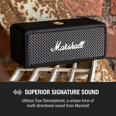 Marshall Emberton Bluetooth Tragbarer Lautsprecher, Kabelloser, Wasserabweisend - Schwarz Schwarz Tr