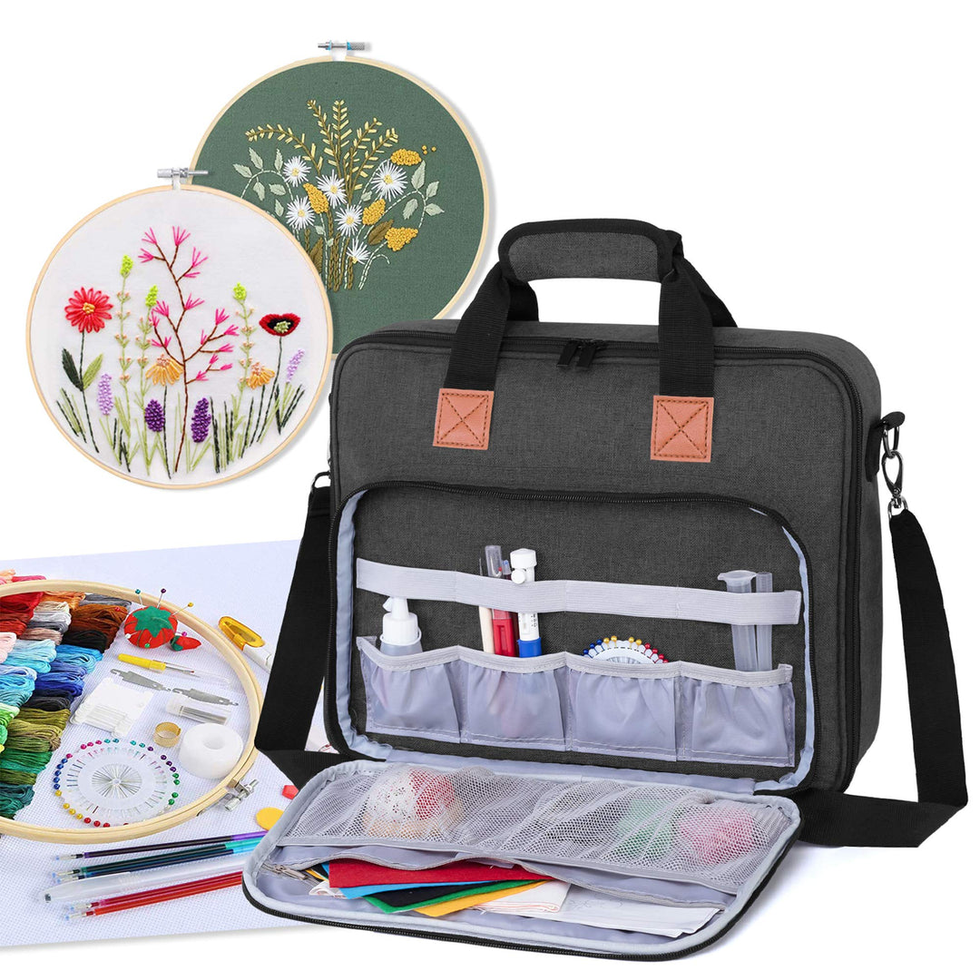 Luxja Tasche für Stickerei Set, Kreuzstich Zubehör Tasche, Stickerei Tasche für Stickrahmen, Farbfäd