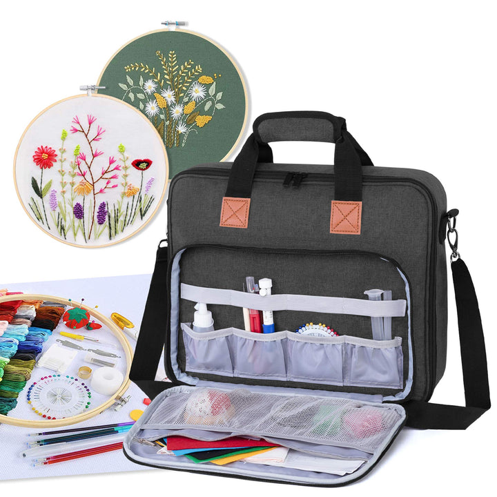 Luxja Tasche für Stickerei Set, Kreuzstich Zubehör Tasche, Stickerei Tasche für Stickrahmen, Farbfäd