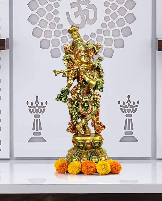 eSplanade - Messing Krishna - mittlere Grösse - Messing Kishan Krishna Murti Idol Statue Skulptur (1