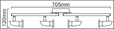 Trango 4-flammig 2001-048-5W LED Deckenleuchte *MAX* inkl. 4x 5 Watt GU10 LED Leuchtmittel in Chrom-