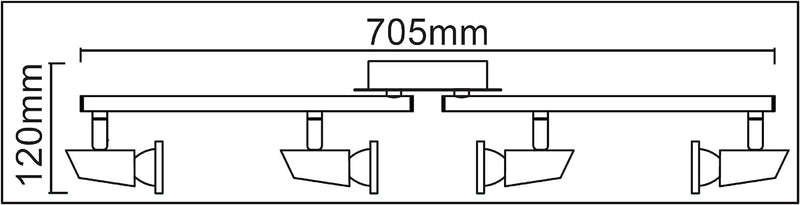 Trango 4-flammig 2001-048-5W LED Deckenleuchte *MAX* inkl. 4x 5 Watt GU10 LED Leuchtmittel in Chrom-