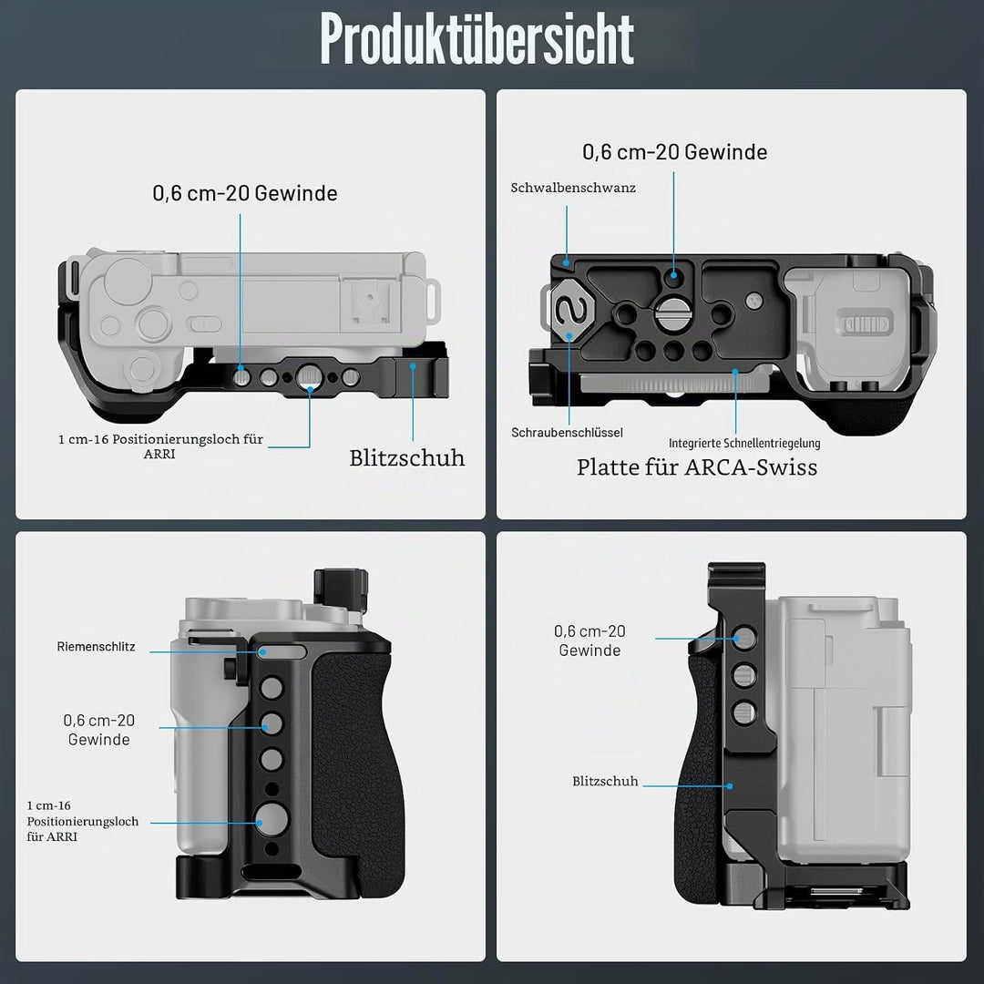 SIRUI ZV-E10 Käfig mit Silikongriff, Kamerakäfig für Sony ZV-E10 mit eingebauter Schnellwechselplatt