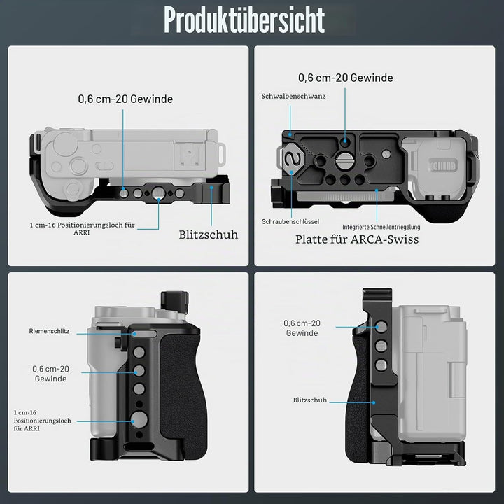 SIRUI ZV-E10 Käfig mit Silikongriff, Kamerakäfig für Sony ZV-E10 mit eingebauter Schnellwechselplatt