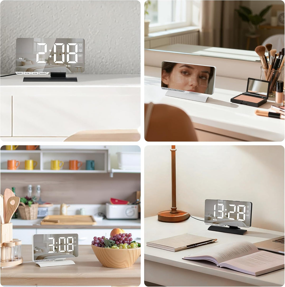 Sukeen Wecker Digital, LED Digital Uhr, 7,3" Tischuhr mit Schlummerfunktion, Zwei Weckzeiten, Wochen