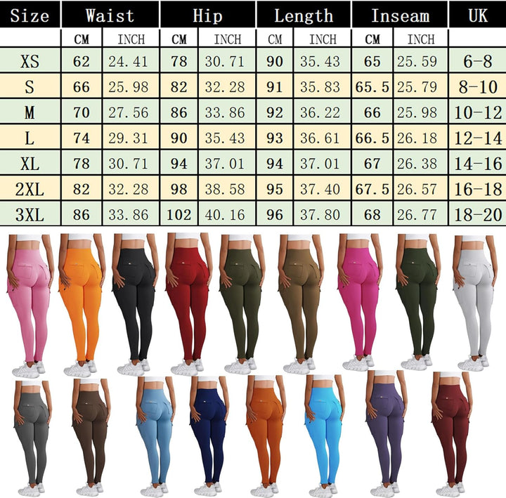 Nuofengkudu Damen High Waist Sporthose Leggings mit Taschen S Y-kamel, S Y-kamel