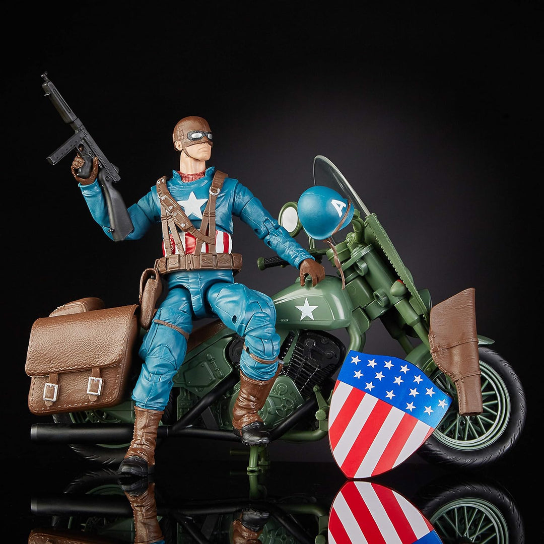Hasbro Marvel Legends Series E4704CB0 Captain America mit Fahrzeug und Zubehör, Mehrfarbig