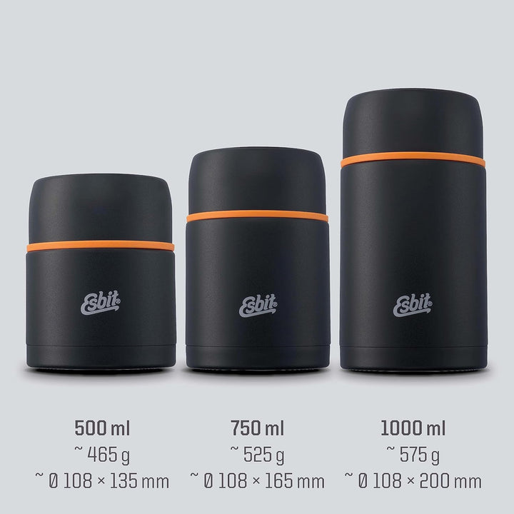 Esbit Thermobehälter Classic für Speisen - Warmhaltebehälter 750 ml in Schwarz - aus Edelstahl für w