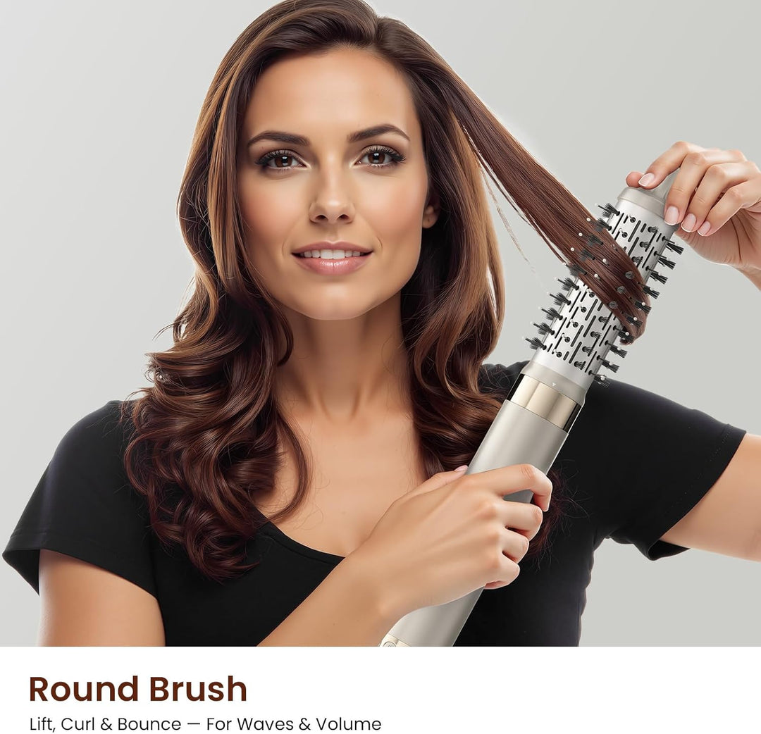 MESCOMB 5 in 1 Airstyler & Hairstyler Set – Ionen Föhn, Auto Lockenstab & Volumenbürste – Schnelltro