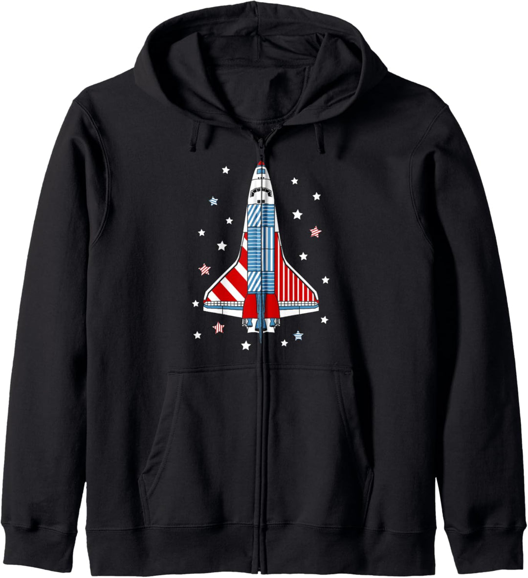 Trendy Red White & Blue Rocket With Stars Kapuzenjacke