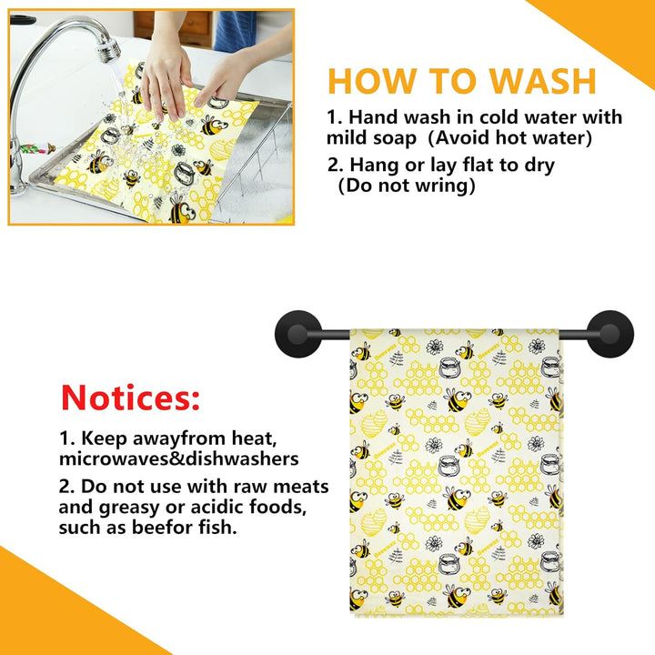 JOYBOY Bienenwachstücher,Bienenwachs-Wraps,Wiederverwendbare Bienenwachs Wraps Set aus 100*33 Wachsp