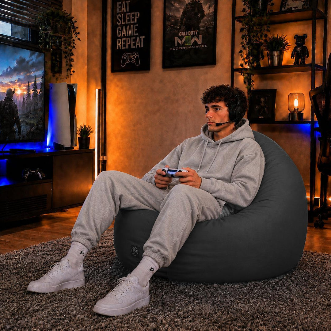 PATCH HOME Sitzsack 2 in 1 Sitzkissen Bodenkissen für Erwachsene &amp; Kinder - Gaming mit Füllung Kisse