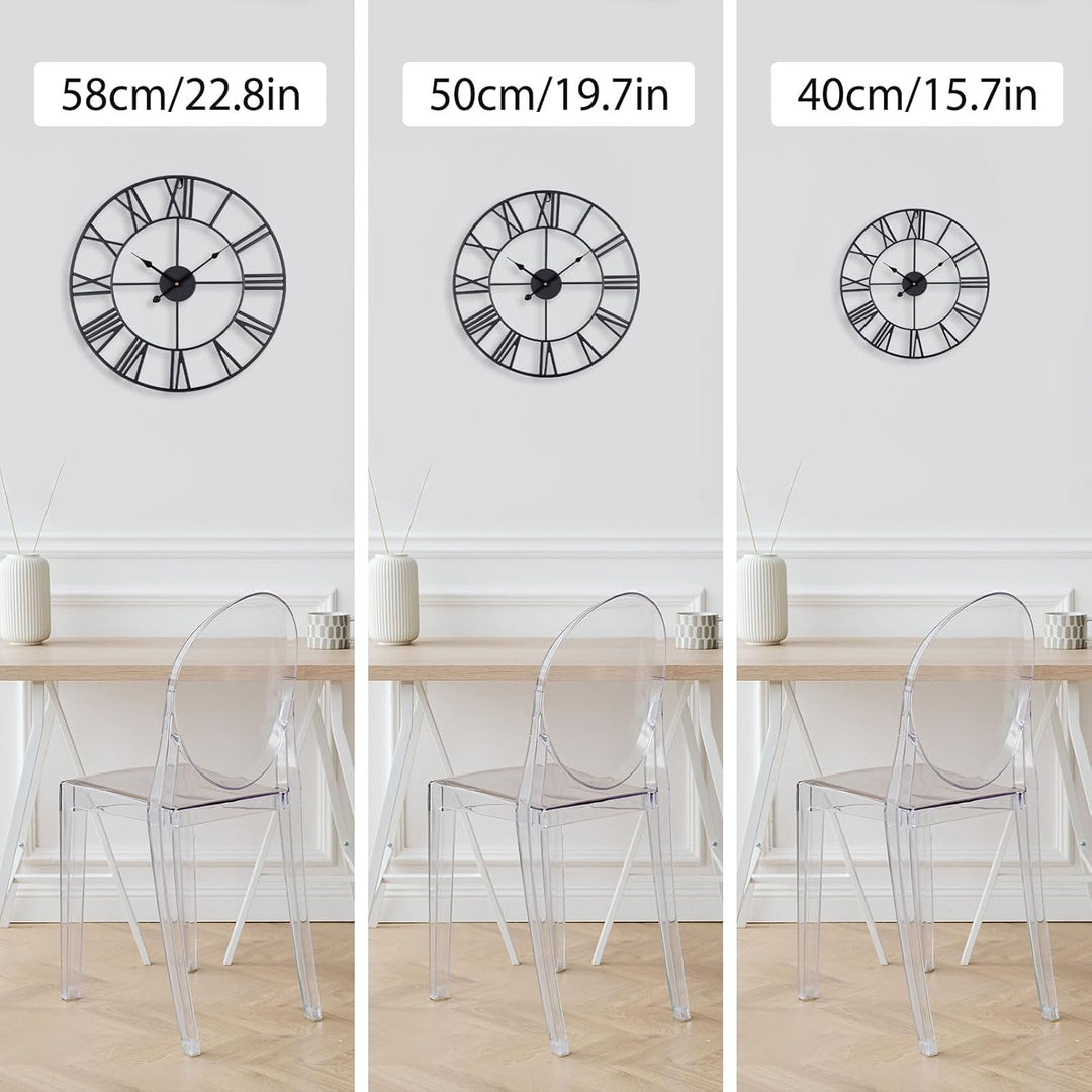 ACCSHINE Wanduhr Gross Ohne TickgeräUsche Lautlos 60cm Römische Ziffer Quarz Batterie Betriebene Wan