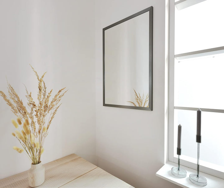 Wandspiegel, 70 x 170 cm, Holz (MDF), Silber Glanz, Ganzkörperspiegel für alle Wohnbereiche, Hoch- &