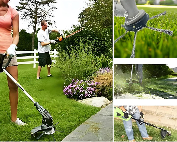 2 Stücke Stahldraht Rasentrimmerkopf, Garten Rasentrimmer Schneidkopf, Bürstenkopf mit geknotetem Dr