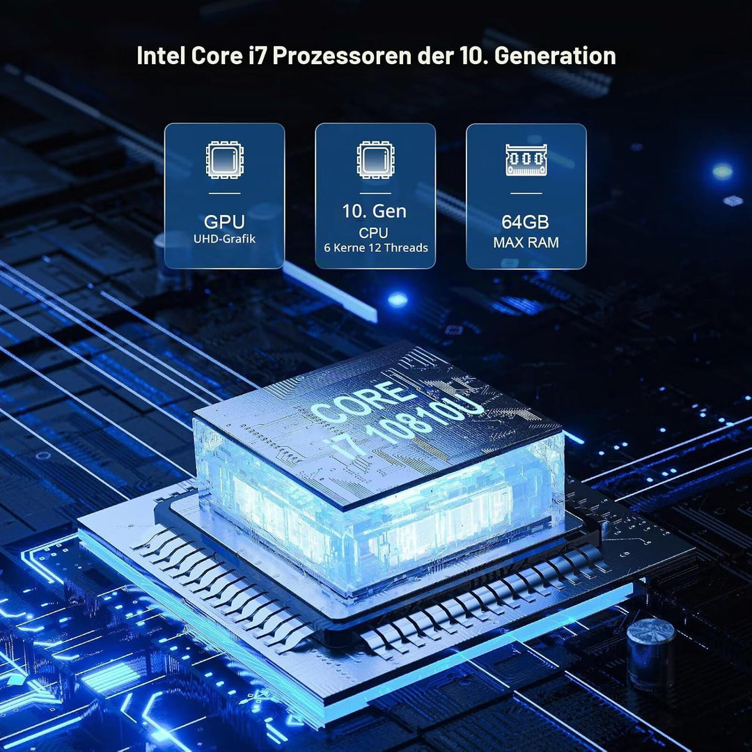 WEIDIAN PC Lüfterlos Industrie Mini PC Lüfterloser Core i7 10810U, Win 11 Industrial Computer GPIO,