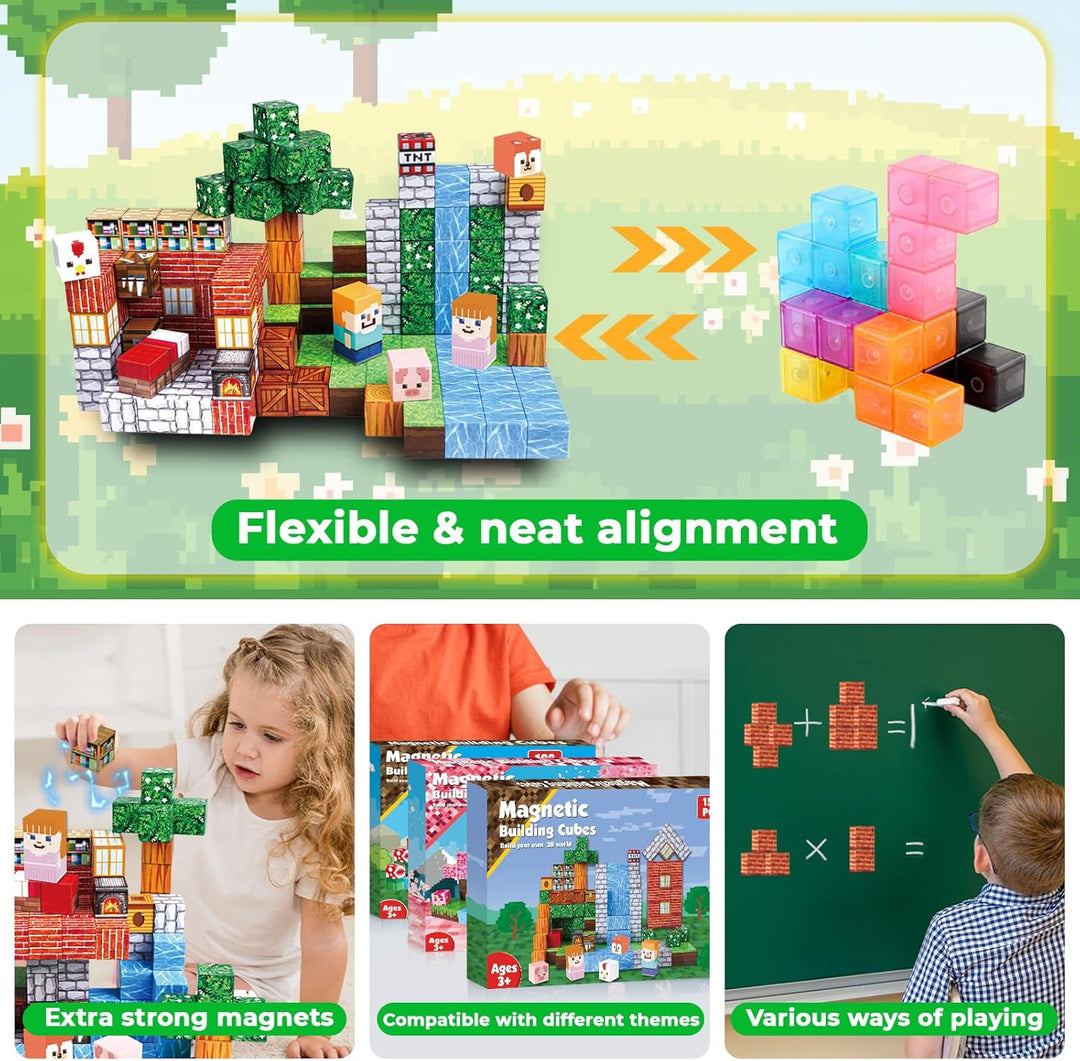 Goody King Magnetische Bausteine 150 Teile Magnetbausteine Set Bibliothek im Tal - Kreatives Bauspie
