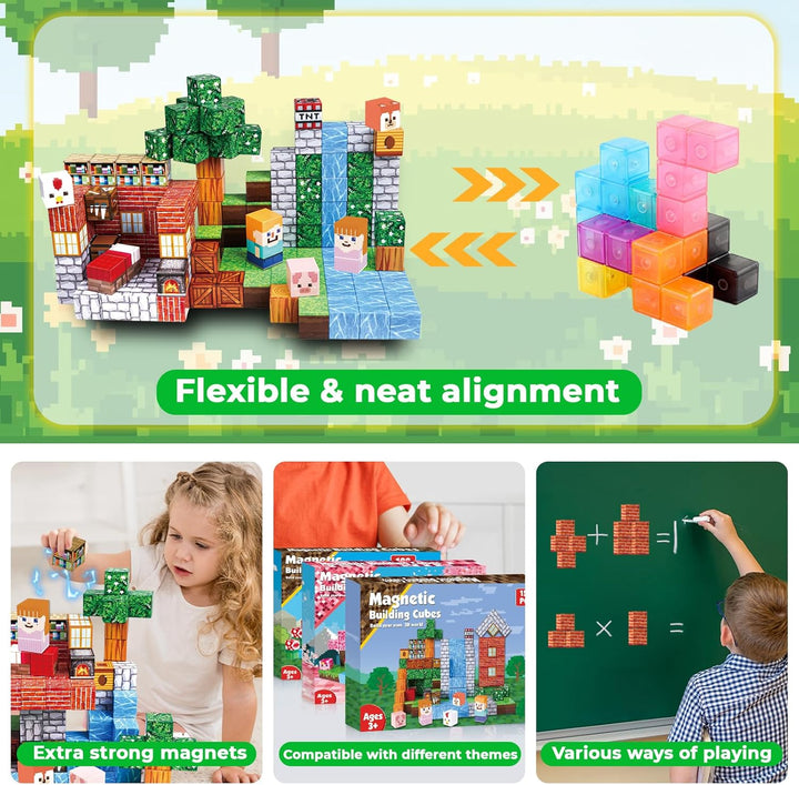 Goody King Magnetische Bausteine 150 Teile Magnetbausteine Set Bibliothek im Tal - Kreatives Bauspie