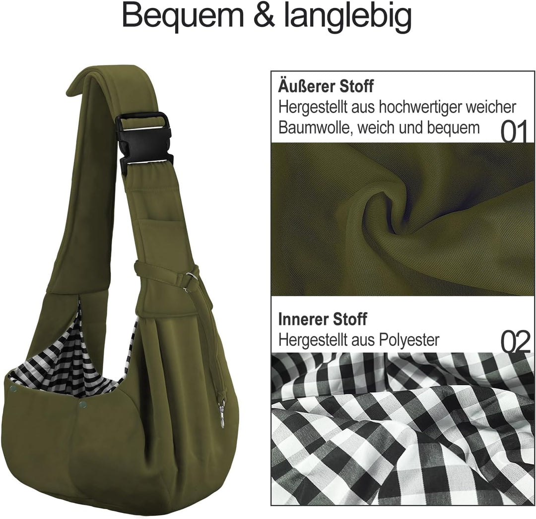 PETLOFT Tragetuch Hund, Reversibel Kleine Hundetrage, Einstellbar Pet Tragetuch, Freisprecheinrichtu