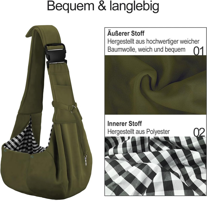 PETLOFT Tragetuch Hund, Reversibel Kleine Hundetrage, Einstellbar Pet Tragetuch, Freisprecheinrichtu