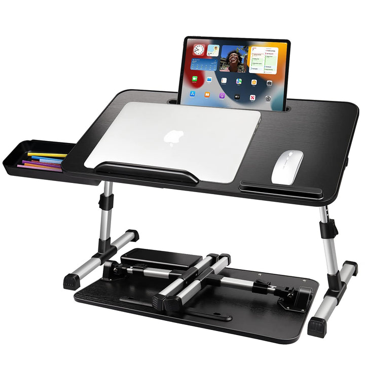 AirOpen Laptoptisch fürs Bett, Höhenverstellbar, Neigungswinkel, Klappbar Betttisch mit Schublade, P
