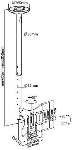 mywall HL4-2WL höhenverstellbare Deckenhalterung für Flachbildschirme, 23-42 Zoll (58-107cm), bis 30