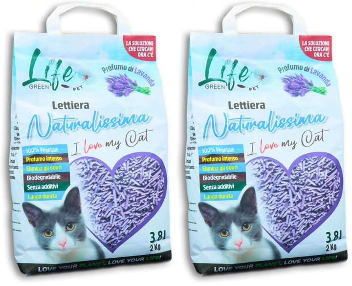 Naturalissima Katzenstreu, 2 kg, Lavendel, mit Erbsenfaser und Maisstärke, pflanzlich, biologisch ab