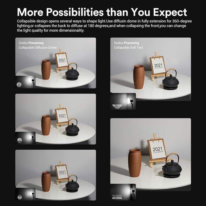 Godox 2*ML30 Kit Tragbare LED Videoleuchte, CRI 96+ TLCI 97+, 45700LUX@0,5m mit Reflektor, 12 Lichte