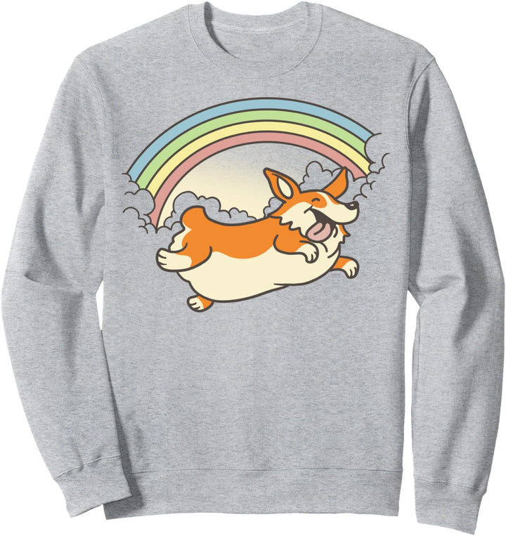 Trendy Corgi Rainbow Jump Dog Portrait Sweatshirt