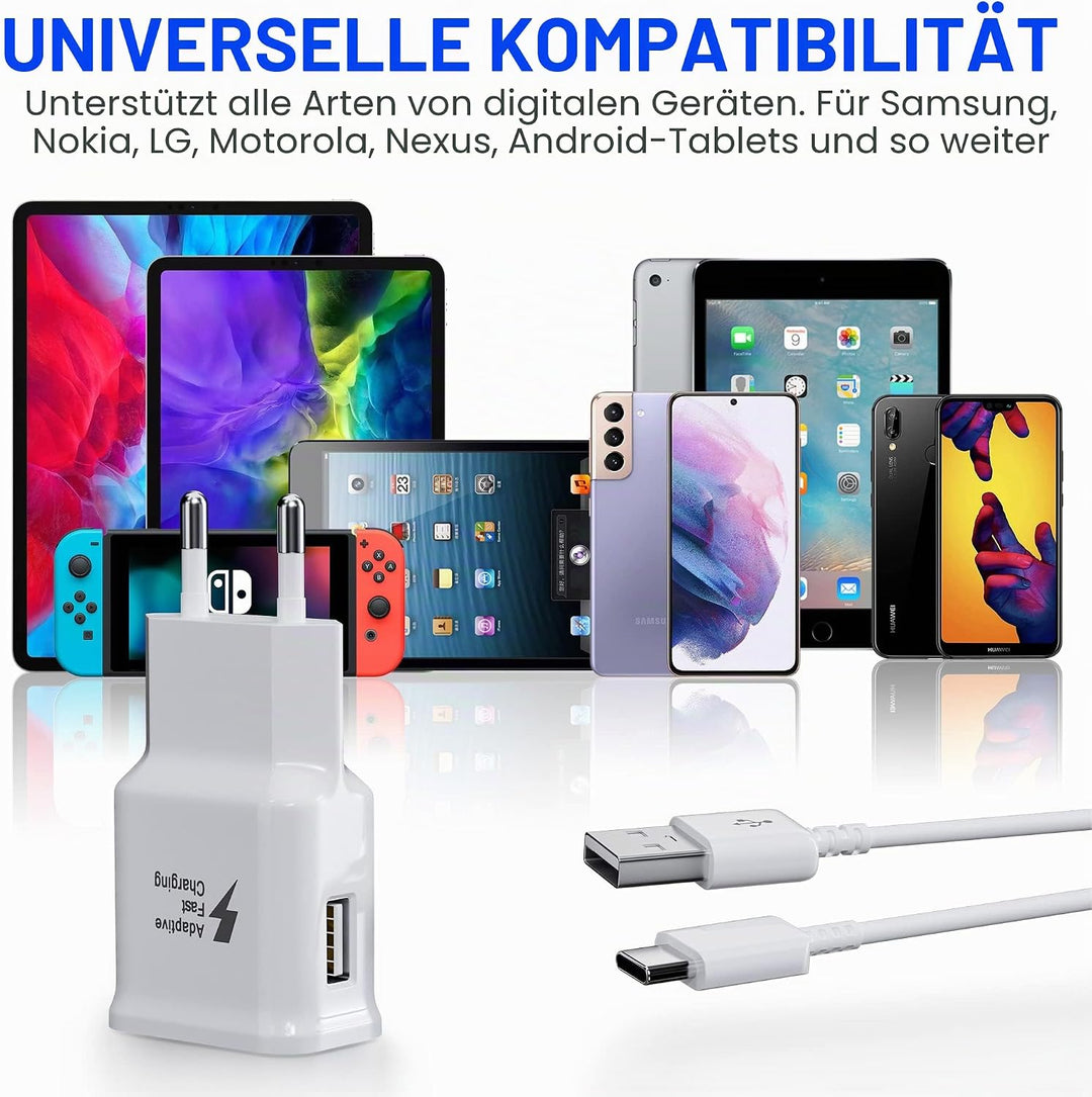 2-Pack Ladegerät mit USB Typ-C Ladekabel Schnellladekabel Für Samsung Galaxy S8 S8+ S9 Plus S9+ S10