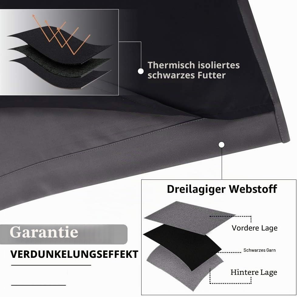 PONY DANCE Vorhang Grau Blickdicht Ösenvorhang 1 Stück H 160 x B 140 cm Thermovorhang Kälteschutz Wi